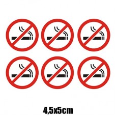 Placa Informativa Adesiva Proibido Fumar c/ 6 Unidades 4,5x5cm S254 Acesso
